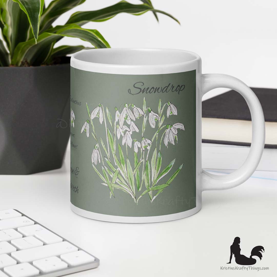 Mug - Snowdrops Field Notes on Green