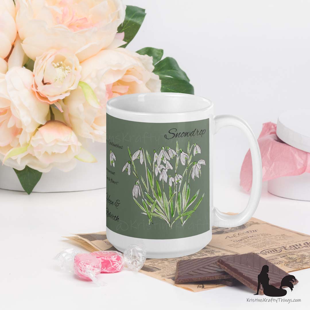 Mug - Snowdrops Field Notes on Green