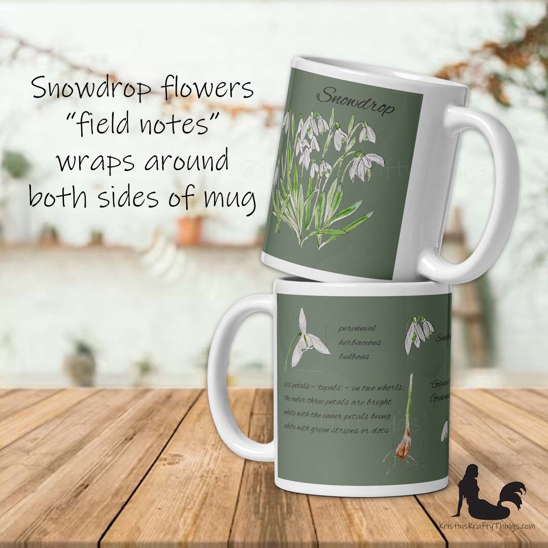 Mug - Snowdrops Field Notes on Green