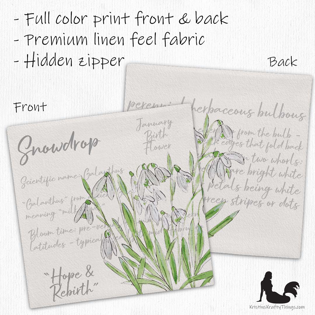 Home - Snowdrop Flowers with Text Premium Pillow Case