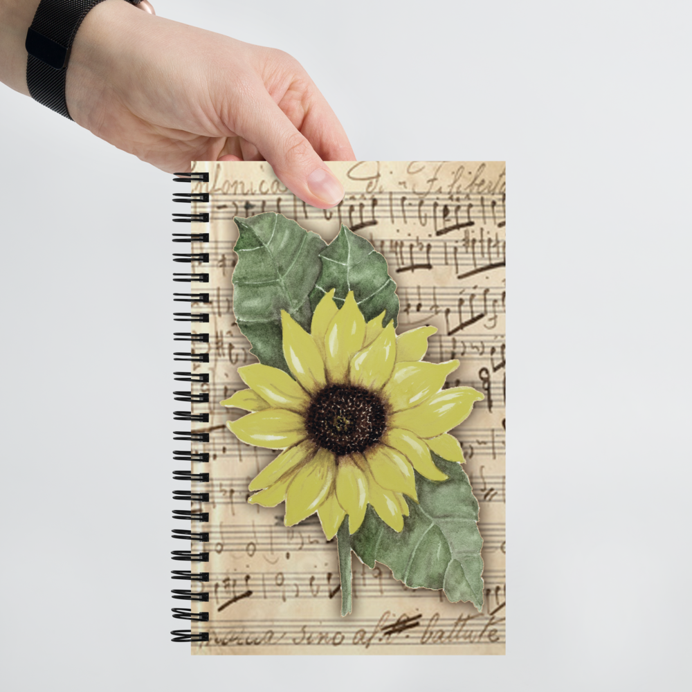 Notebook - Distressed Sunflower on Sheet Music