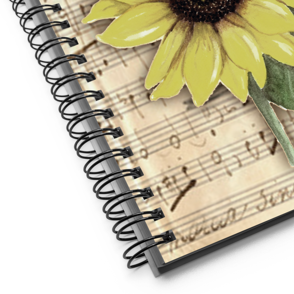 Notebook - Distressed Sunflower on Sheet Music