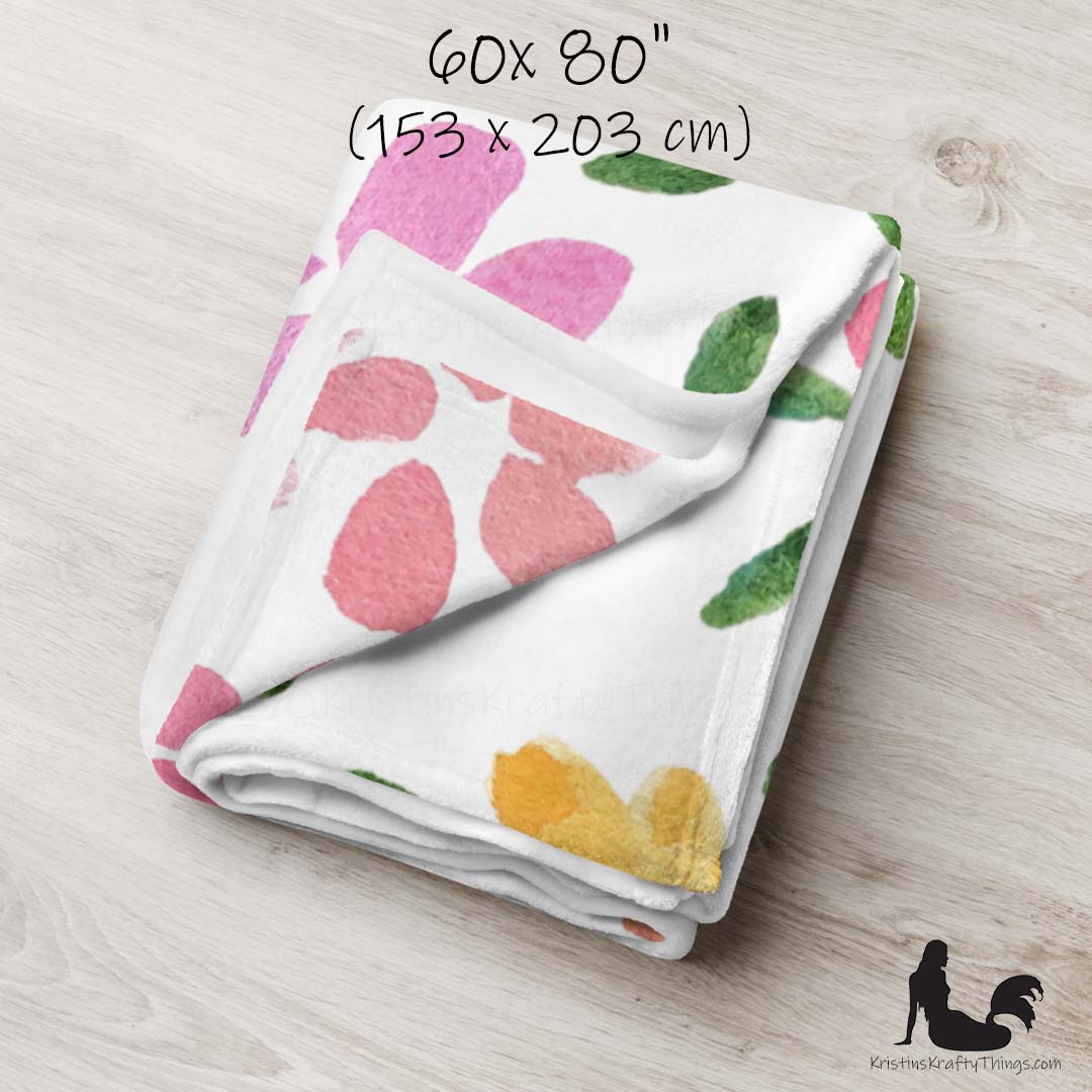 Throw Blanket - Spring Large Flowers Fleece Blanket