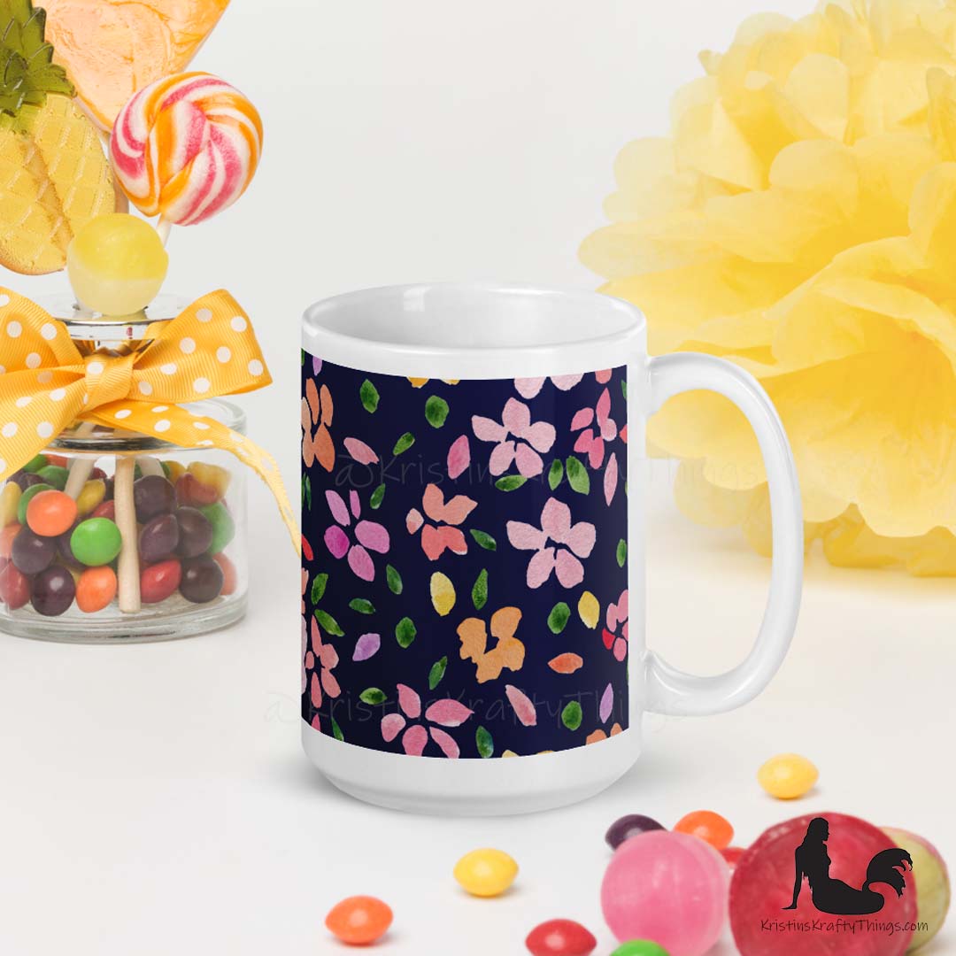 Mug - Spring Flowers on Navy