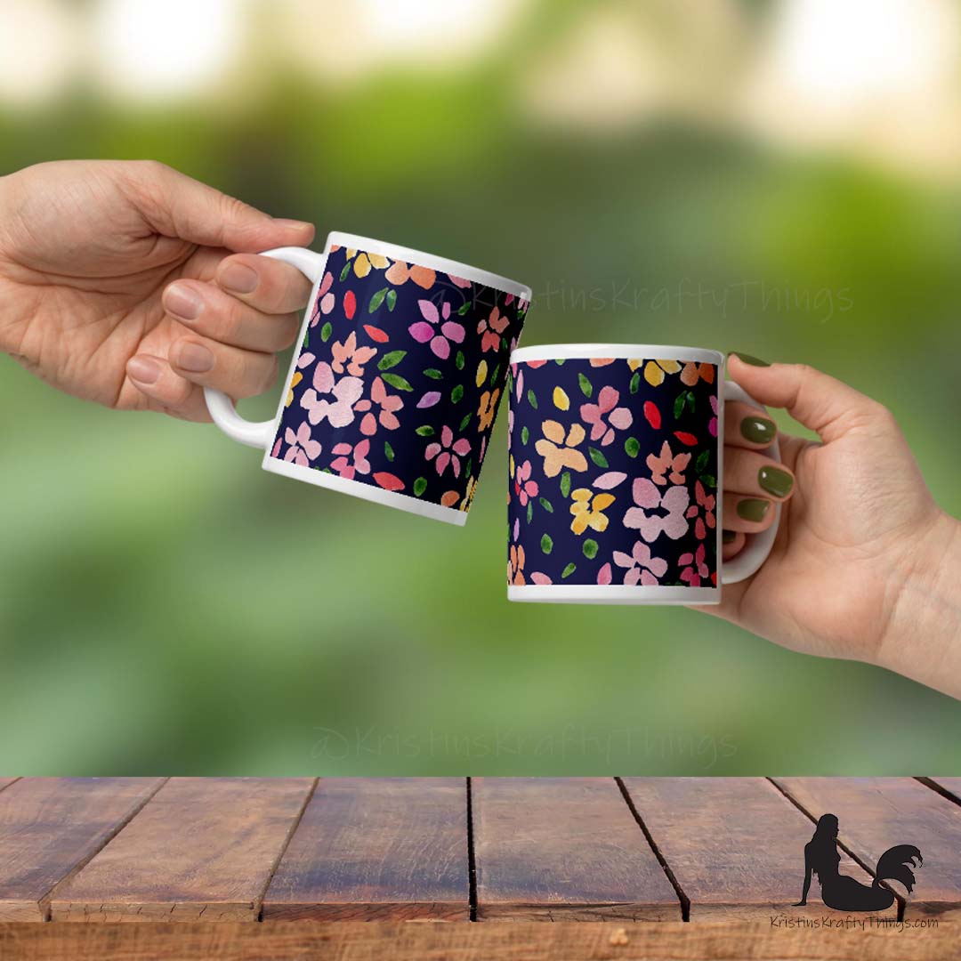 Mug - Spring Flowers on Navy