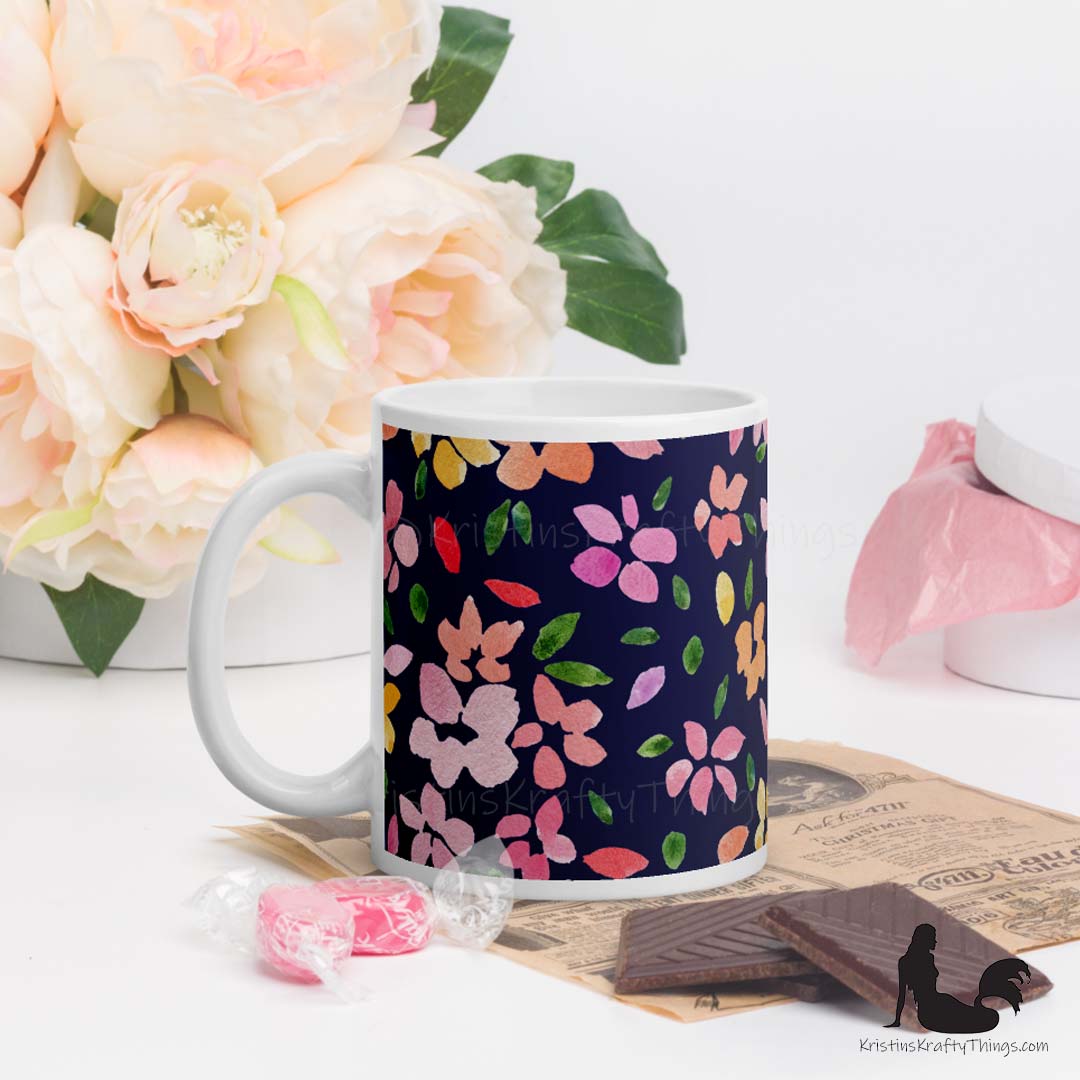 Mug - Spring Flowers on Navy
