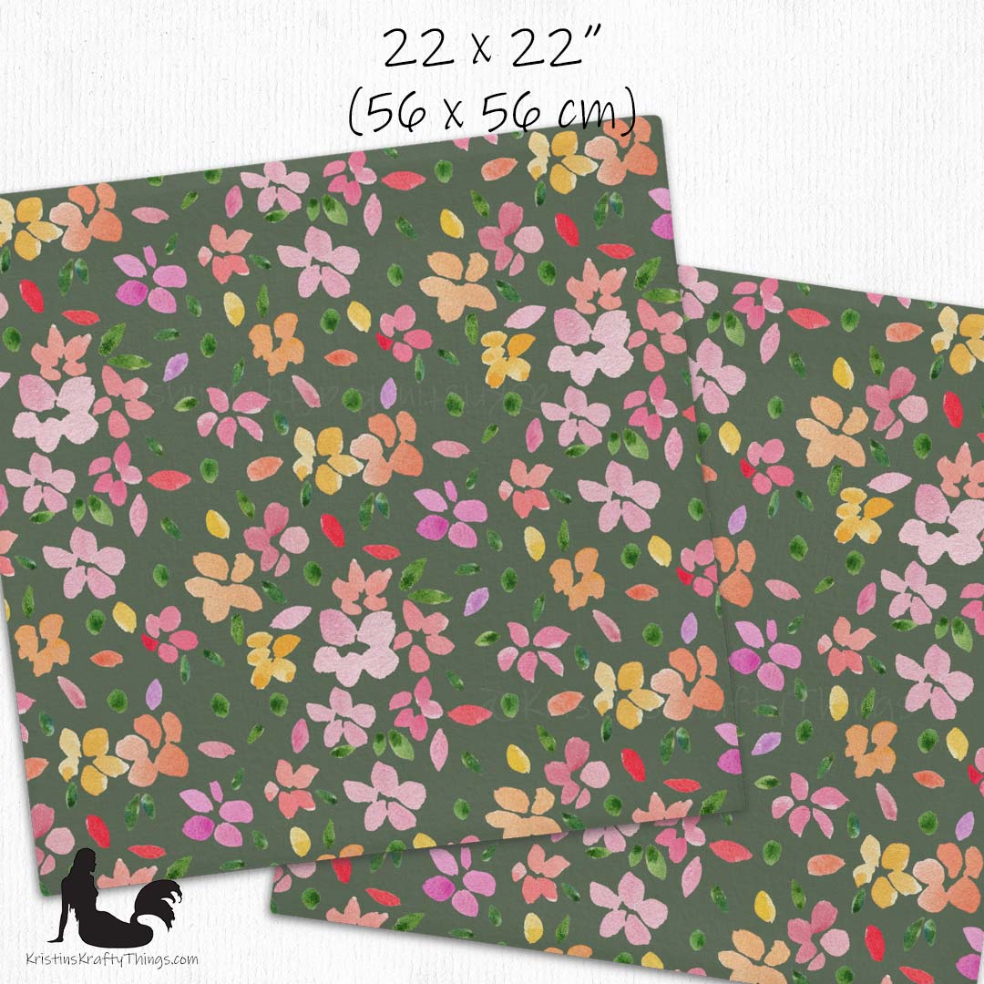 Home - Spring Flowers on Olive Green Premium Pillow Case