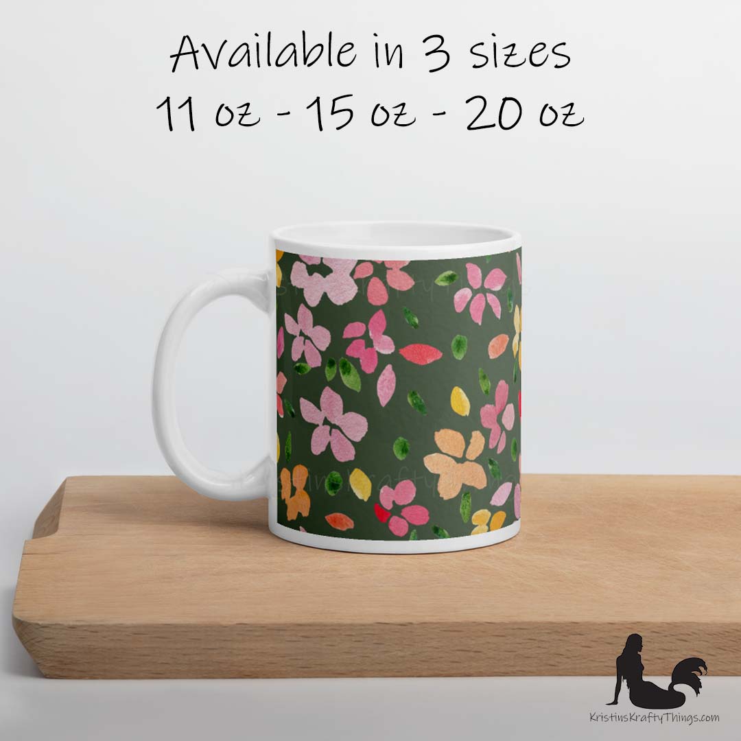Mug - Spring Flowers on Olive