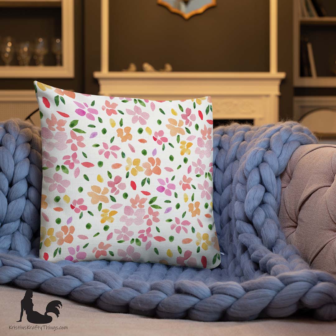 Home - Spring Flowers on White Premium Pillow Case