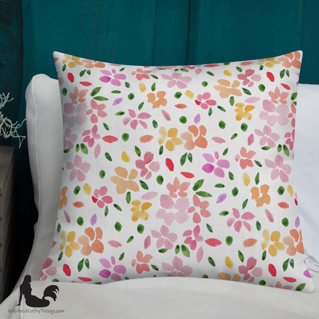 Home - Spring Flowers on White Premium Pillow Case
