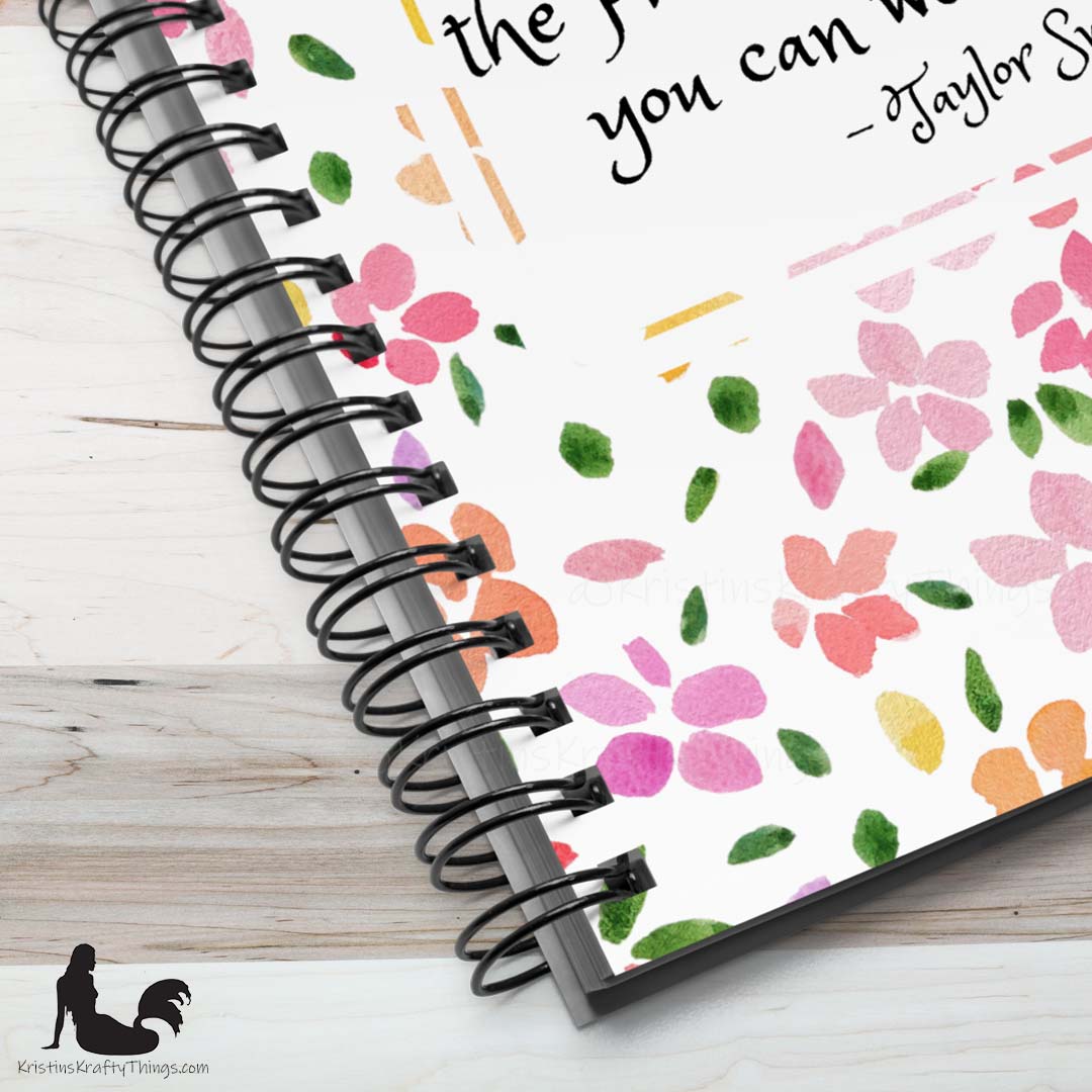 Notebook - Floral Happiness and Confidence Quote