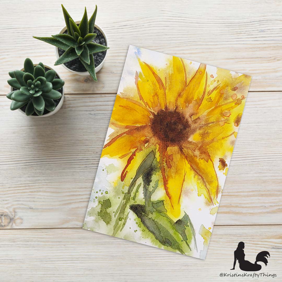 Card - Postcard - Sunflower Watercolor Print