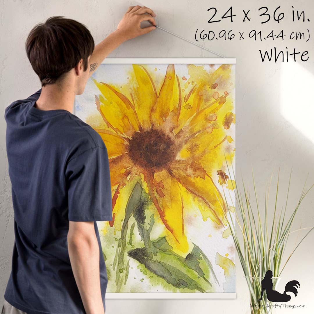Art Print - Sunflower Watercolor Print with Hangers