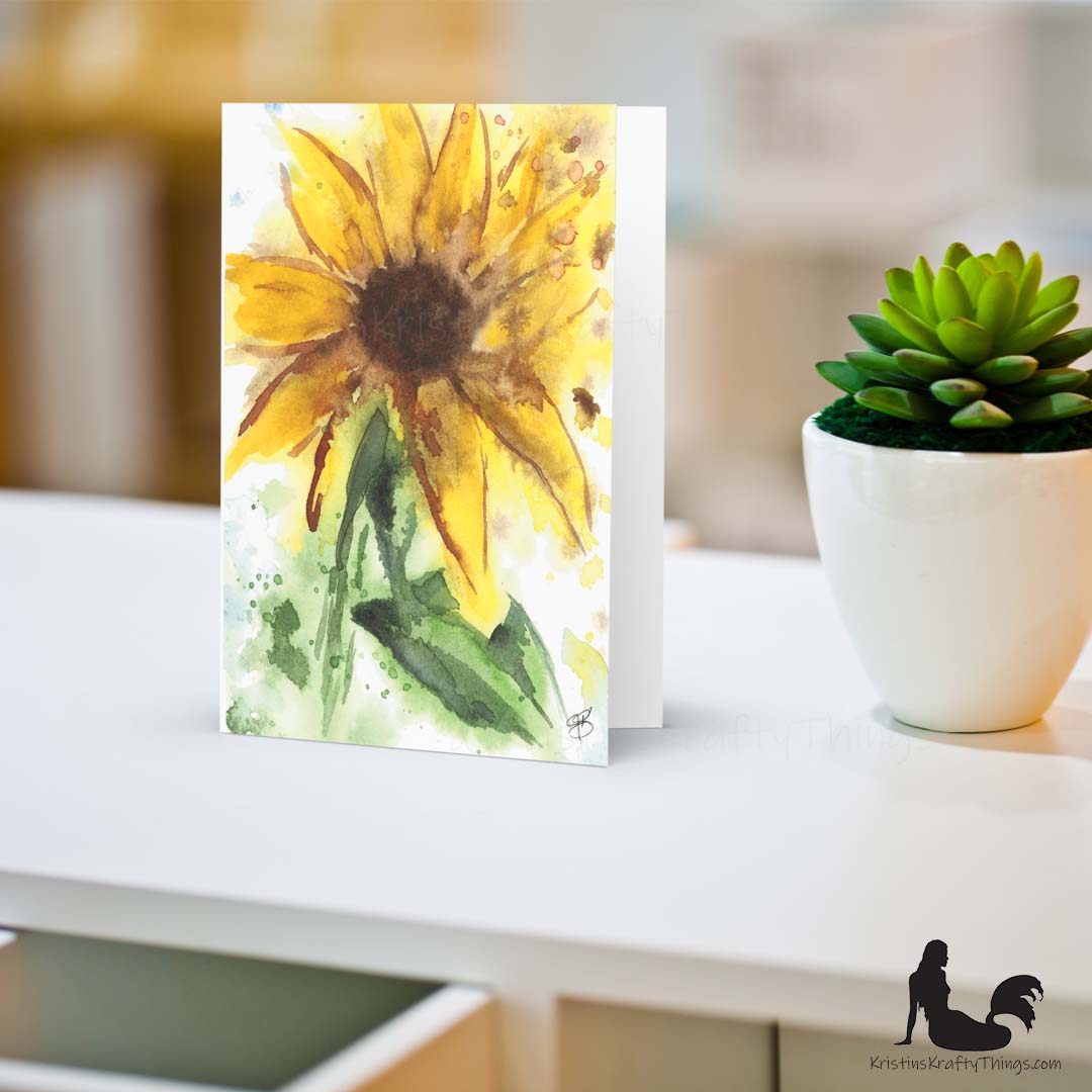 Card - Greeting Card - Sunflower Watercolor Print