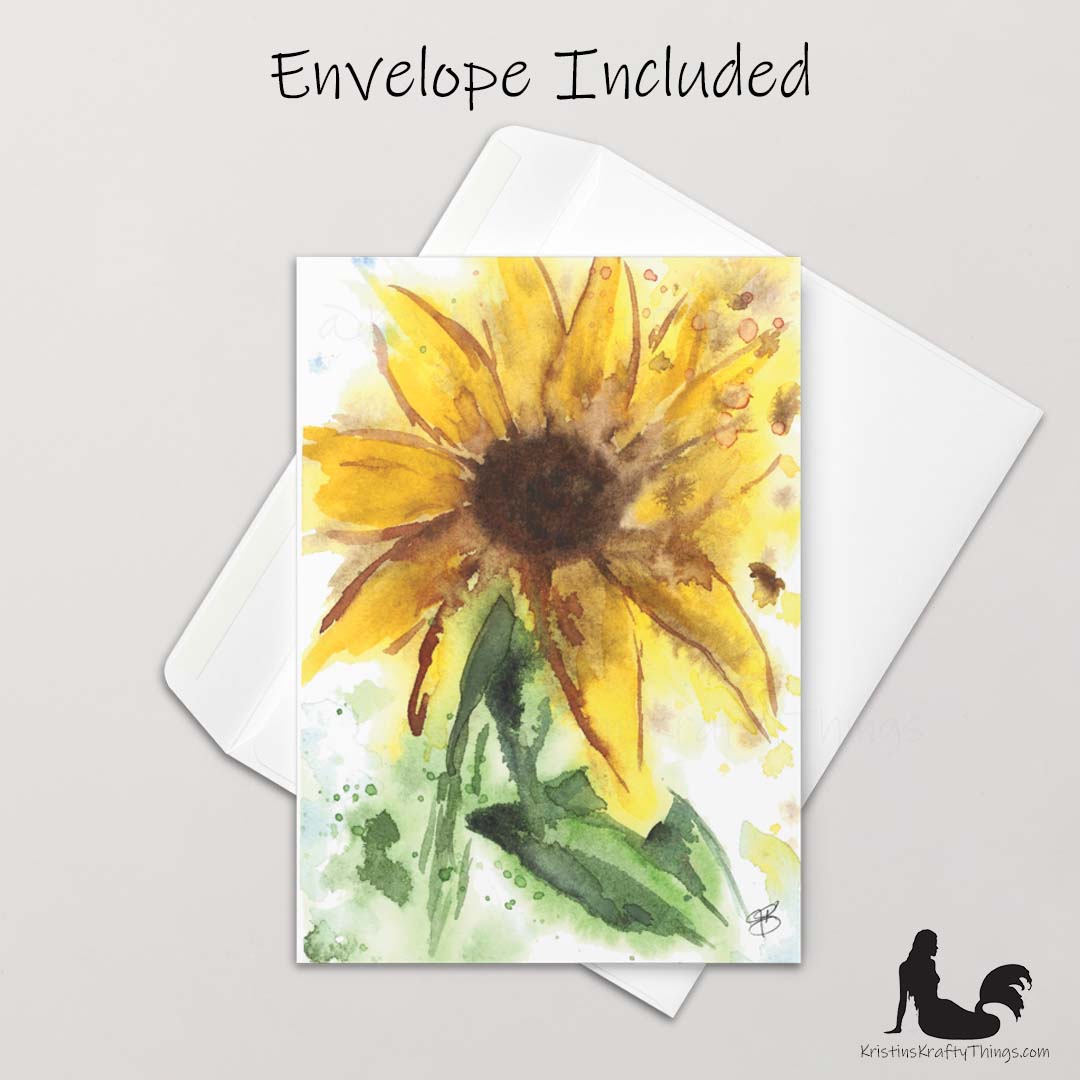 Card - Greeting Card - Sunflower Watercolor Print