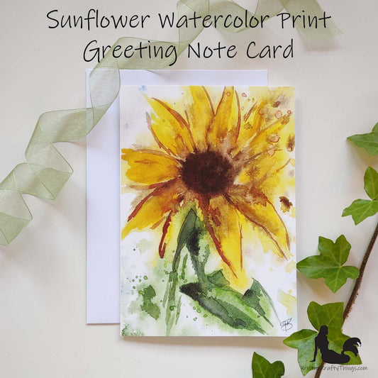 Card - Greeting Card - Sunflower Watercolor Print