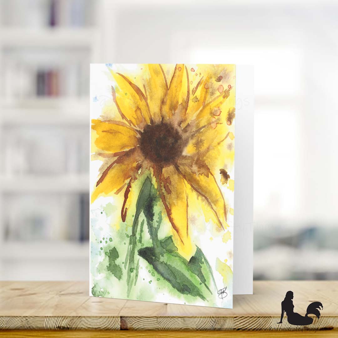 Card - Greeting Card - Sunflower Watercolor Print