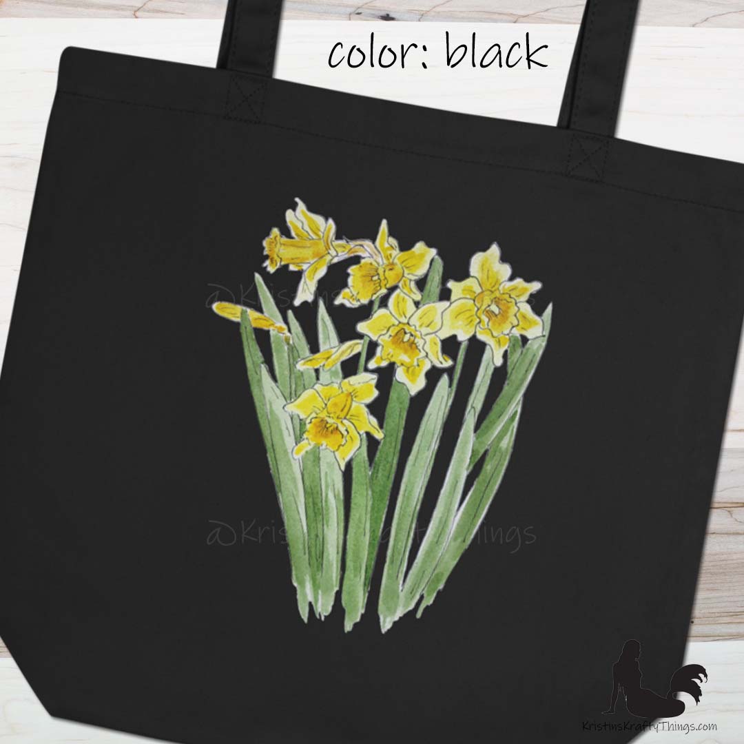 Cotton Eco Tote Bag - Daffodils Watercolor Art Print