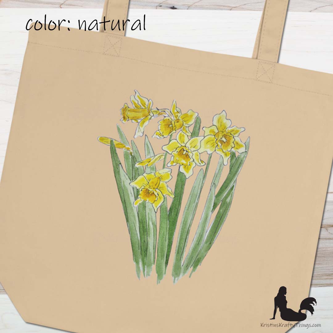 Cotton Eco Tote Bag - Daffodils Watercolor Art Print