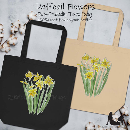 Cotton Eco Tote Bag - Daffodils Watercolor Art Print