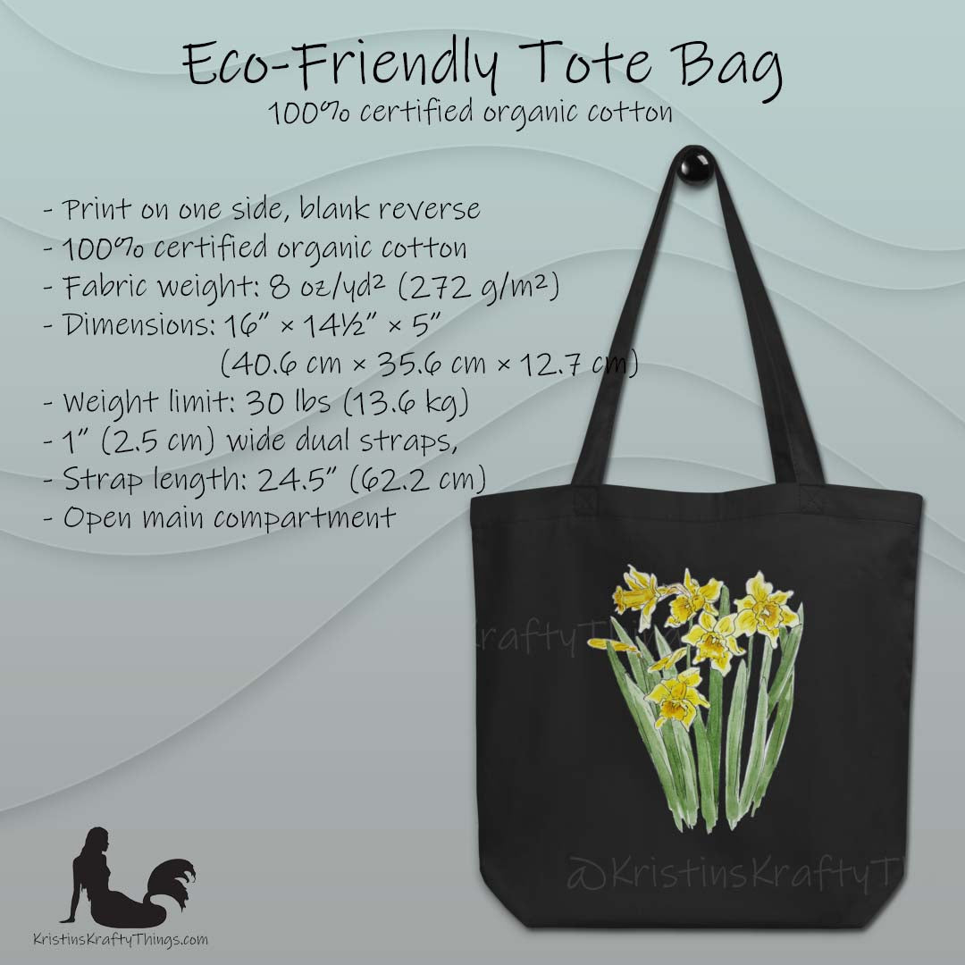 Cotton Eco Tote Bag - Daffodils Watercolor Art Print