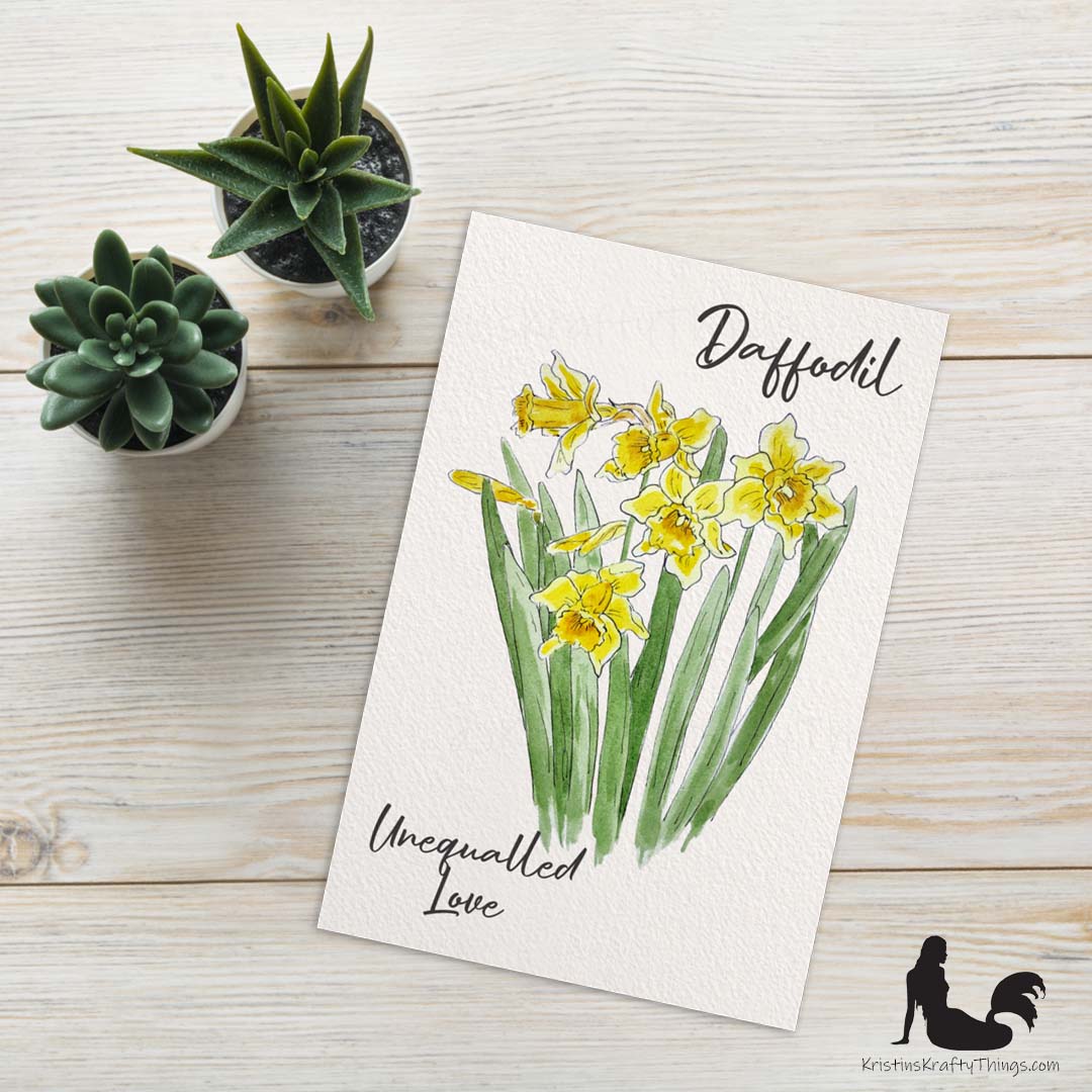 Card - Postcard - Daffodil Watercolor Print
