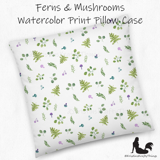 Home - Woodland Ferns and Mushrooms Pillow Case
