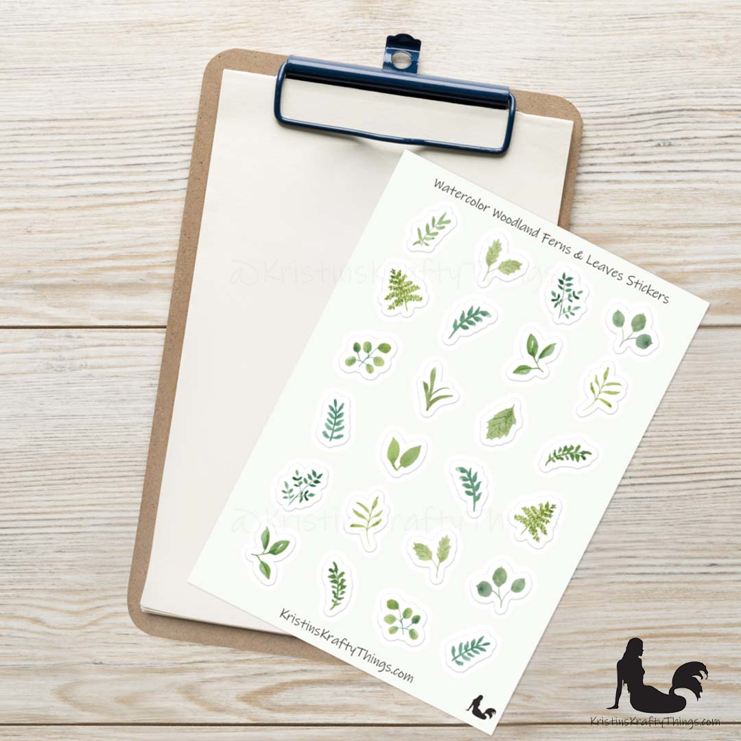 Sticker Sheet - Woodland Ferns and Leaves