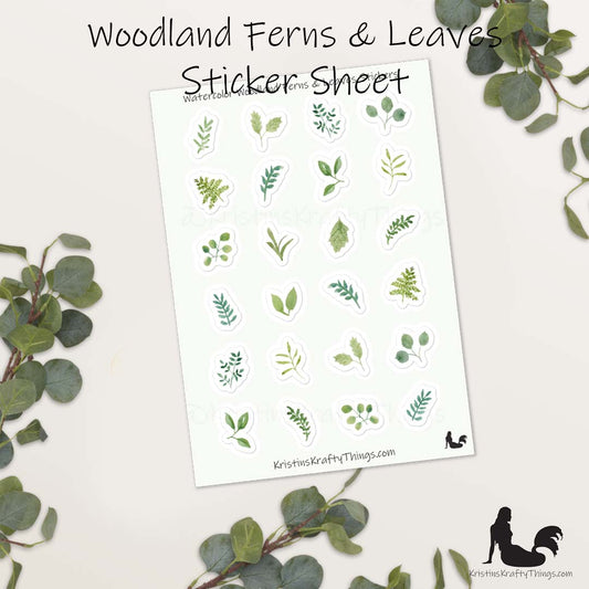 Sticker Sheet - Woodland Ferns and Leaves