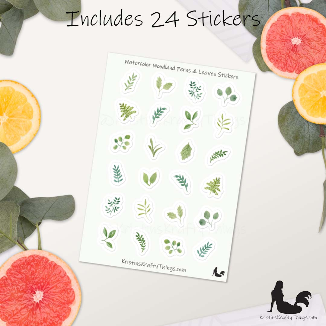 Sticker Sheet - Woodland Ferns and Leaves