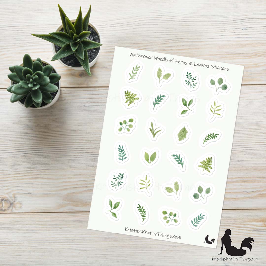 Sticker Sheet - Woodland Ferns and Leaves