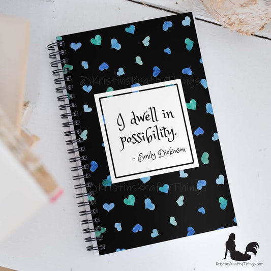 Notebook - Inspirational Love Hearts on Black