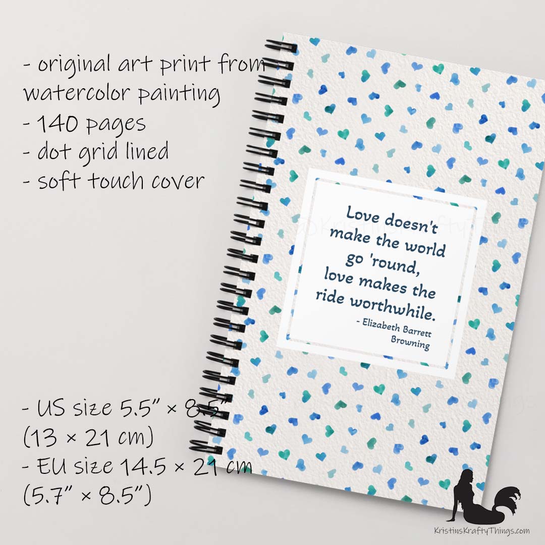 Notebook - Inspirational Love Blue Hearts Notebook