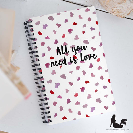 Notebook - All You Need is Love Watercolor Hearts