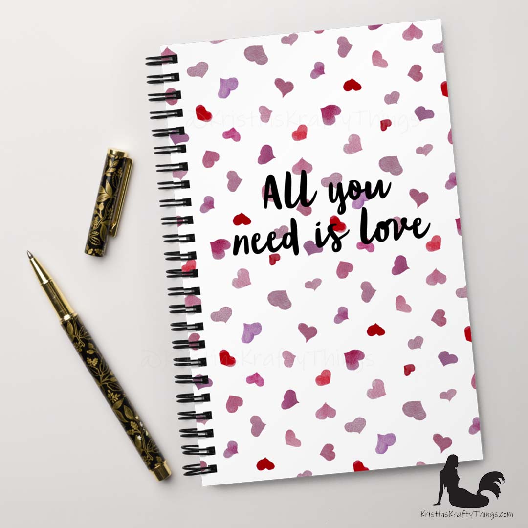 Notebook - All You Need is Love Watercolor Hearts