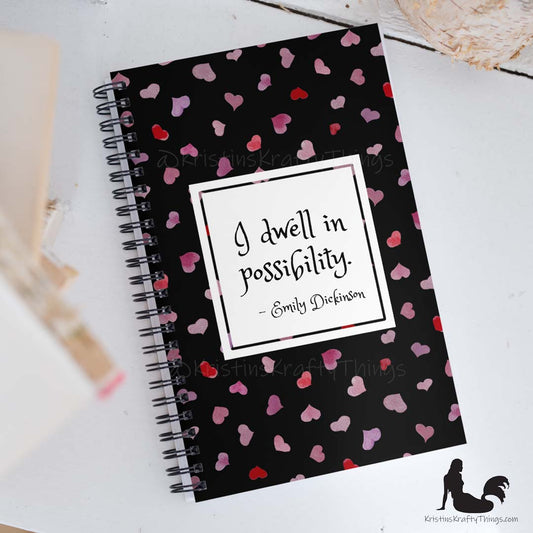 Notebook - Inspirational Watercolor Hearts on Black