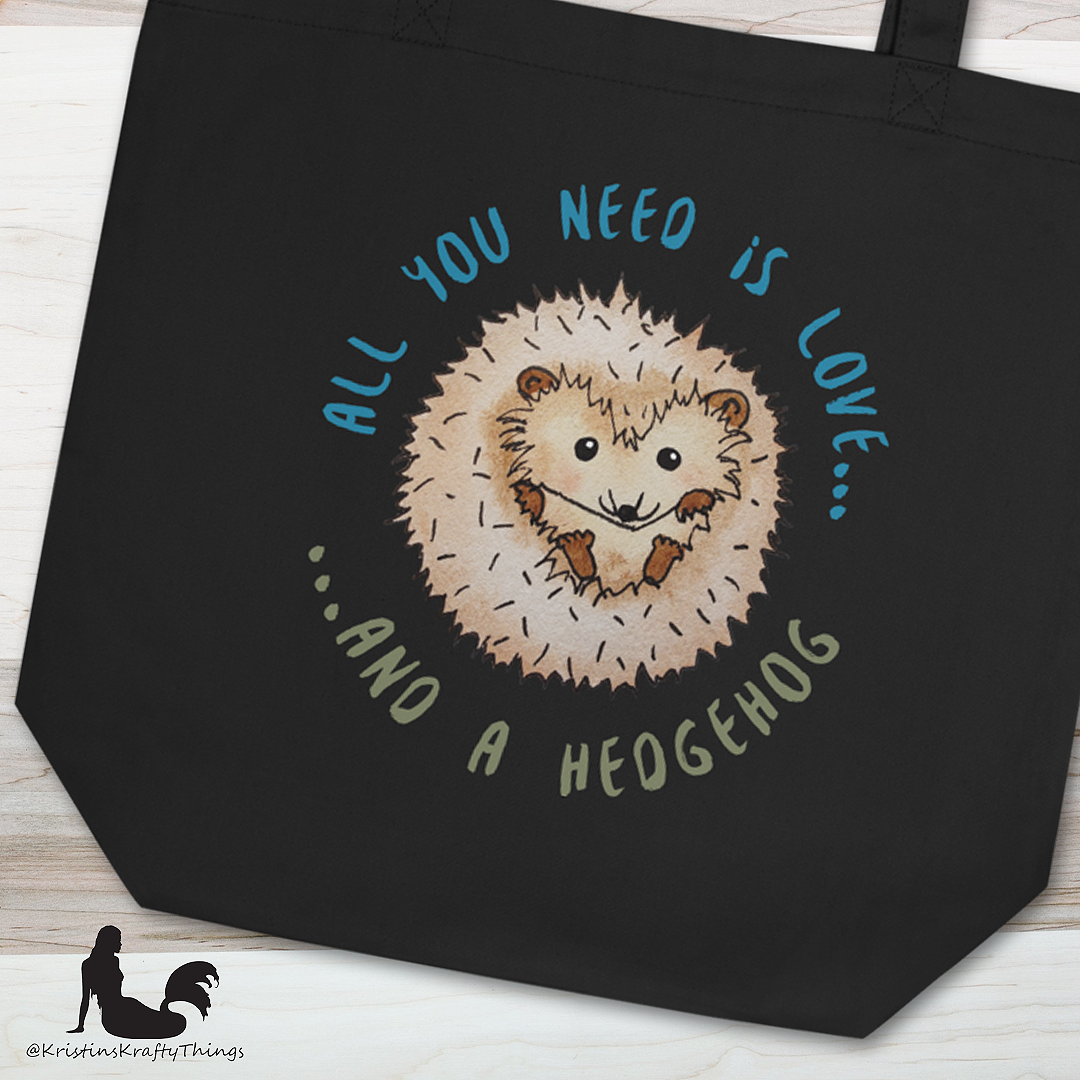 Cotton Eco Tote Bag - Hedgehog All You Need is Love...