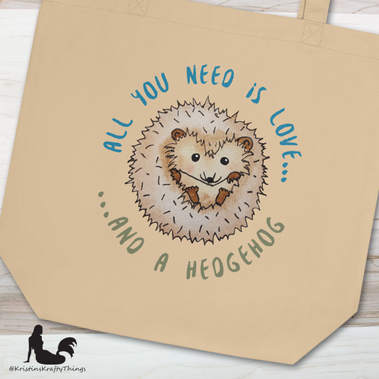Cotton Eco Tote Bag - Hedgehog All You Need is Love...