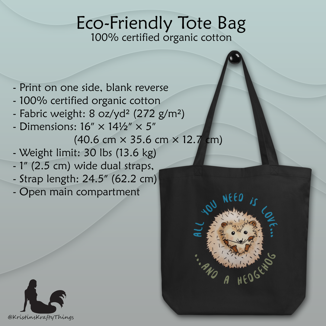 Cotton Eco Tote Bag - Hedgehog All You Need is Love...