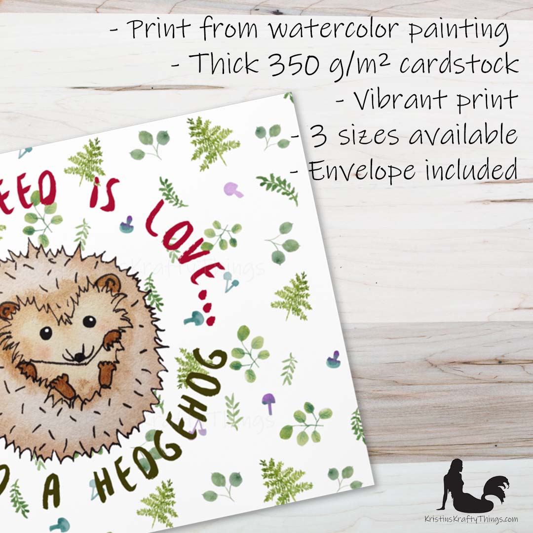 Card - Greeting Card - Hedgehog All You Need Is Love