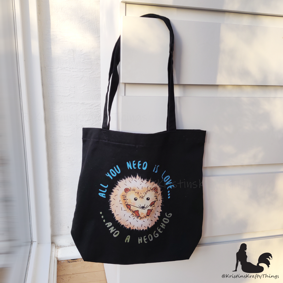 Cotton Eco Tote Bag - Hedgehog All You Need is Love...