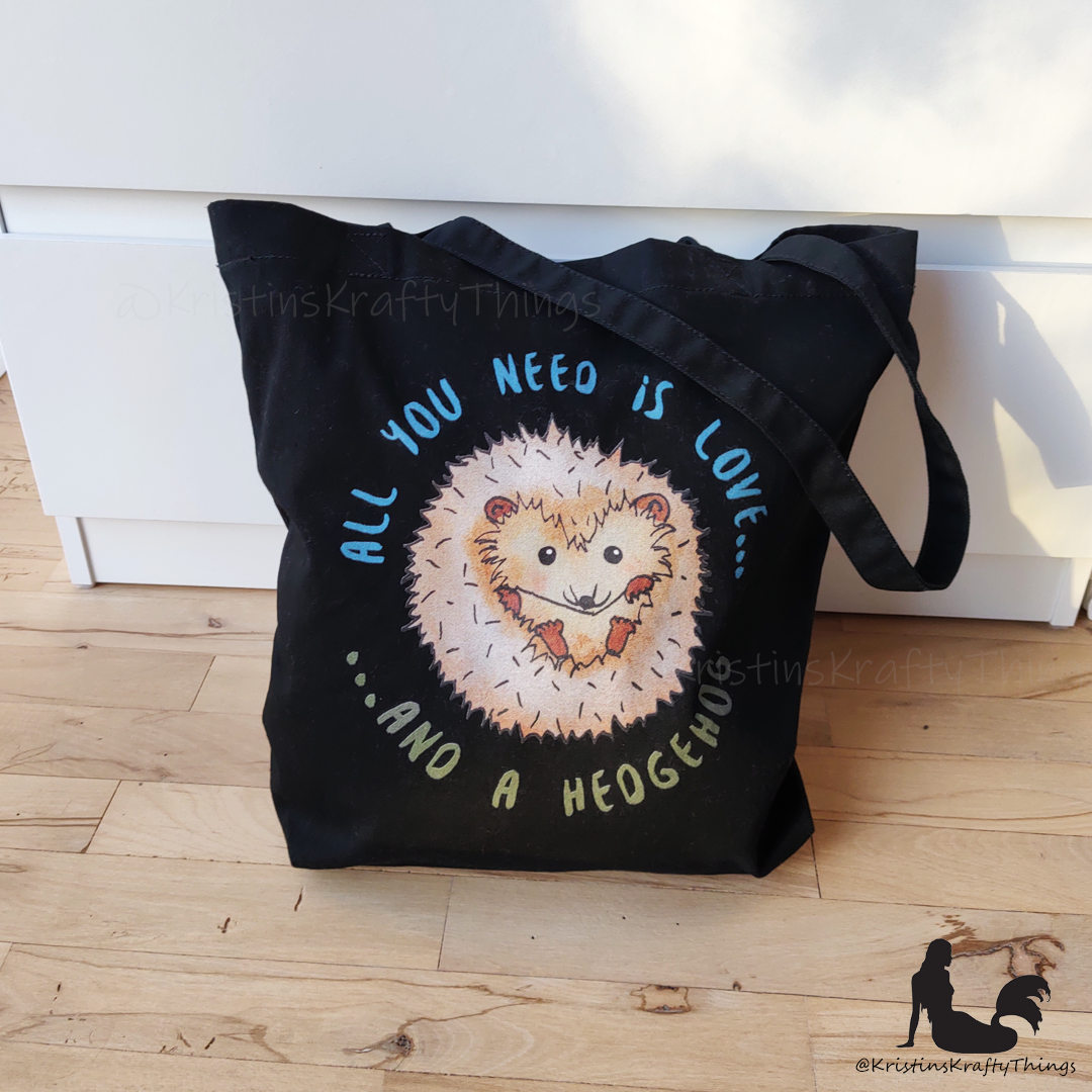 Cotton Eco Tote Bag - Hedgehog All You Need is Love...