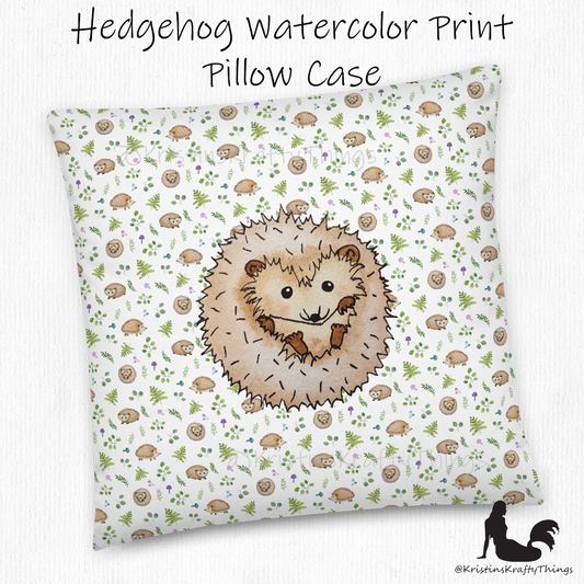 Home - Woodland Hedgehogs with Ferns and Mushrooms Pillow Case
