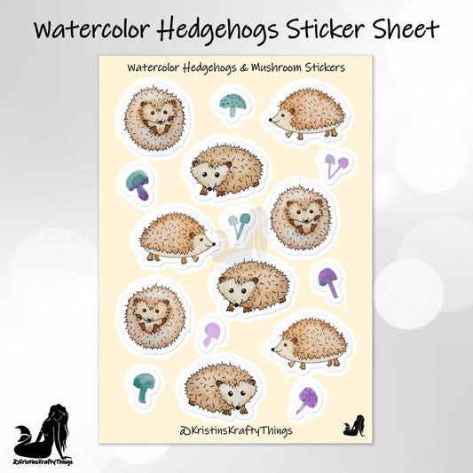 Sticker Sheet - Hedgehogs and Mushrooms
