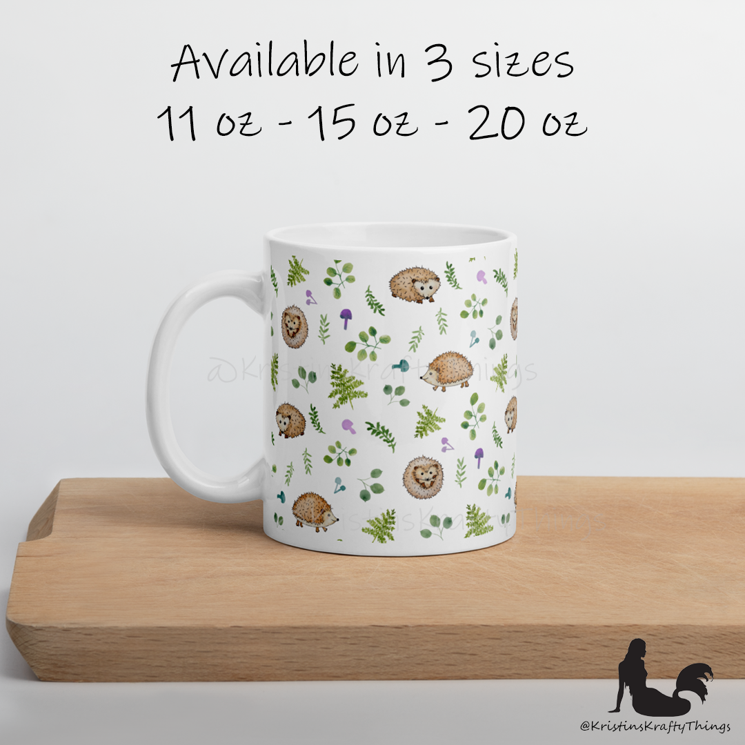 Mug - Woodland Hedgehogs with Ferns and Mushrooms