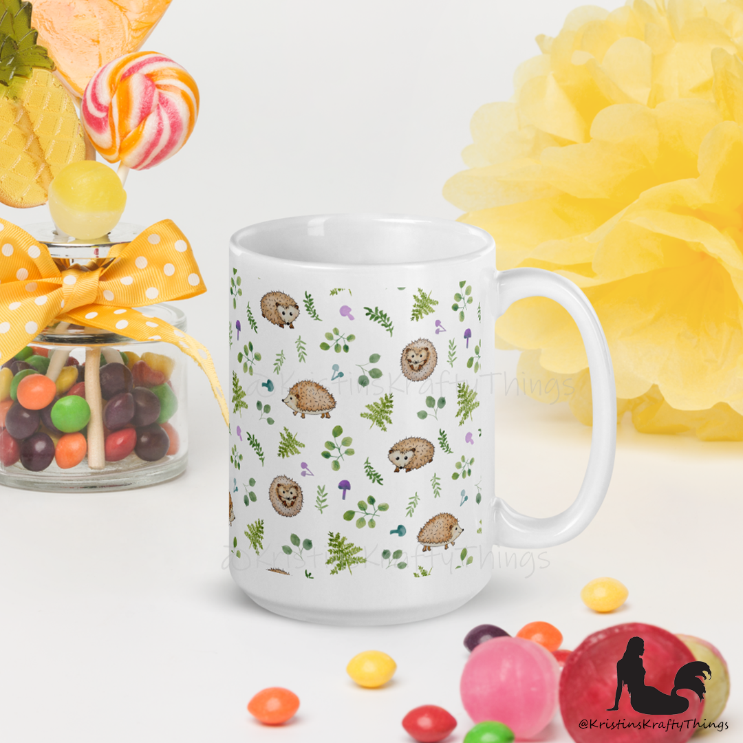 Mug - Woodland Hedgehogs with Ferns and Mushrooms