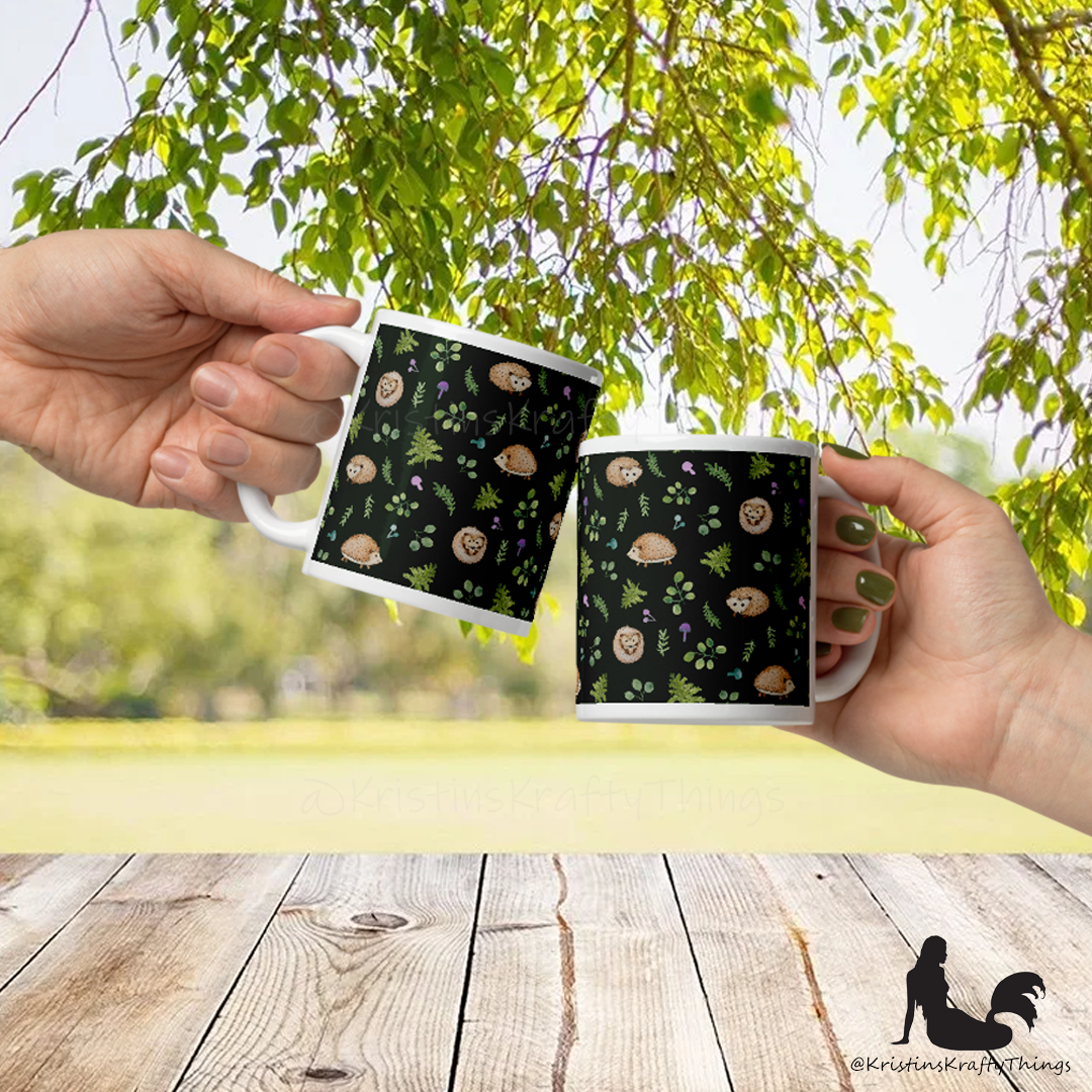 Mug - Woodland Hedgehogs with Ferns and Mushrooms