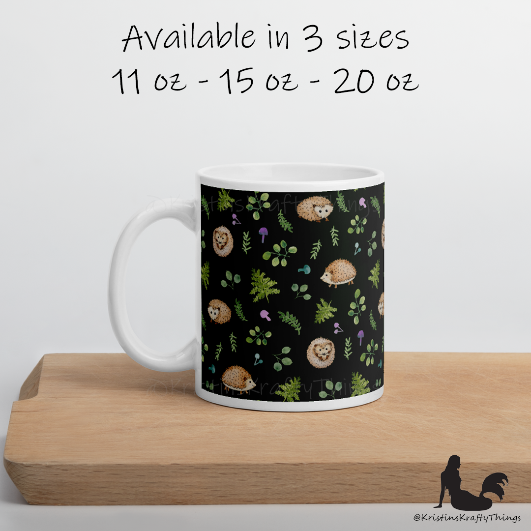Mug - Woodland Hedgehogs with Ferns and Mushrooms