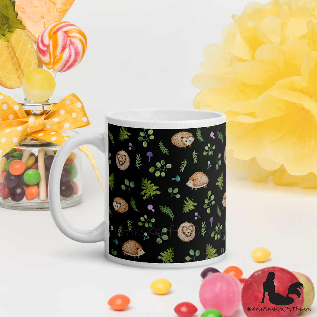 Mug - Woodland Hedgehogs with Ferns and Mushrooms