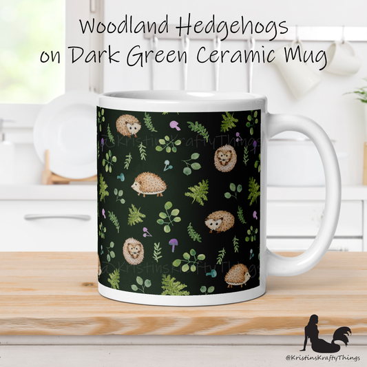Mug - Woodland Hedgehogs with Ferns and Mushrooms
